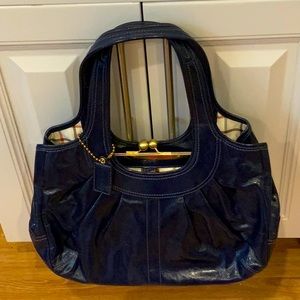 Vintage Coach Navy Patent Leather Hobo Bag